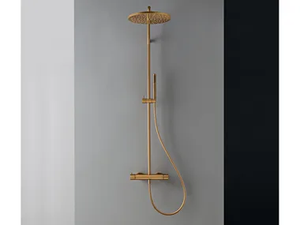 UP+ - Wall-mounted brass shower panel with overhead shower _ Rubinetterie Treemme